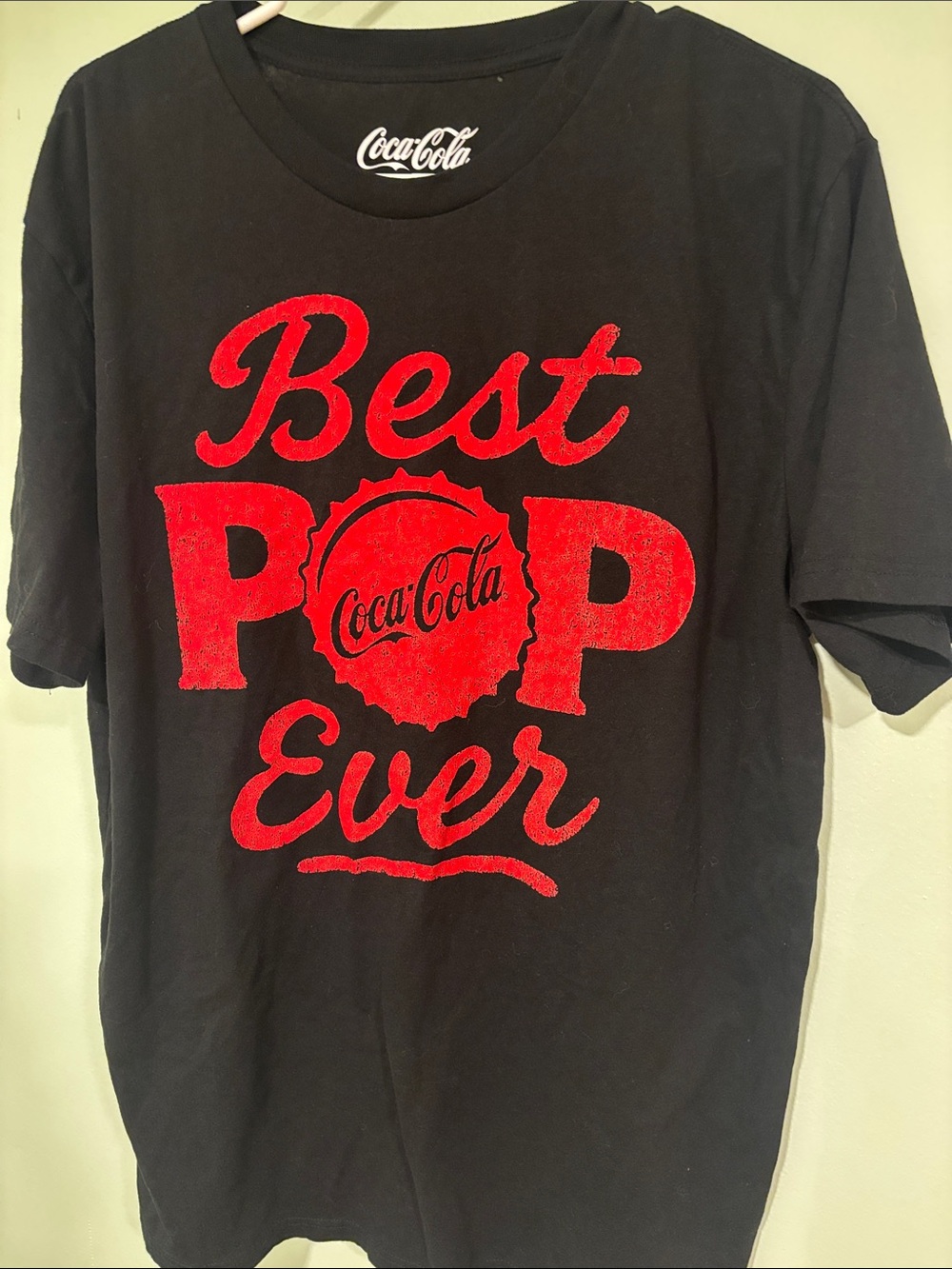 Coca Cola Black Tee with Red "Best Pop Ever" Graphic